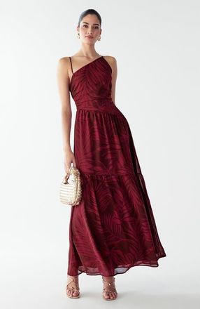 BWLDR Vincent Maxi Dress in Burgundy Palms at Nordstrom, Size 2