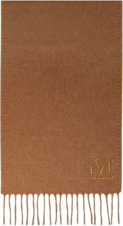 Max Mara Wollen sjaal met geborduurd monogram - Bruin