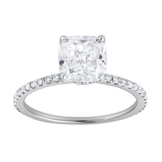 LuvMyJewelry Adeline 2.3 Ct Cushion Lab Grown Diamond Engagement Ring in 14K Gold