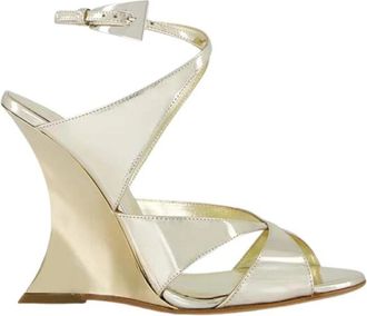 PARIS TEXAS Gouden Spiegel Sleehak Sandalen - Dames - Sandalen met hakken - Geel - 36 EU - Leer - Schoenen