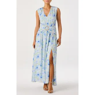 ASTR the Label Kianna Maxi Dress in Blue Floral at Nordstrom, Size X-Large