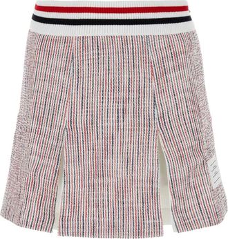 Thom Browne Short Skirts, female, Pink, Size: XS Embroidered Tweed Mini Skirt