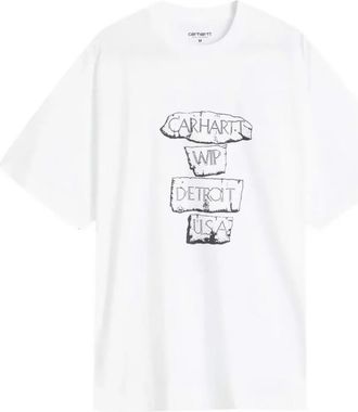 Carhartt Work in Progress White Crewneck Logo Print T-Shirt