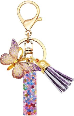 Generic Alphabet exquisite small gift charms keychains, handbag charms, car accessories, butterfly tassel keychains (I)