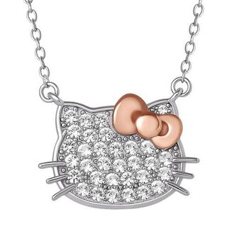 Hello Kitty White Sapphire Face Necklace, 18 in Silver/pink at Nordstrom