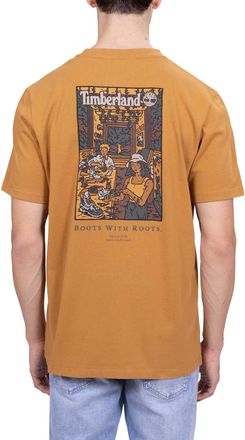Timberland Mens T-Shirt with Boot Lab Graphics, Biscuit, L
