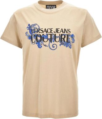 Versace Jeans Couture Stijlvolle T-shirts en Polos Collectie - Heren - T-shirts - Beige - 3XL - Tops