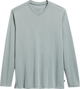 Tommy Bahama Keyport Diamond Long Sleeve V-Neck IslandZone T-Shirt in Palm Moss at Nordstrom, Size Xxx-Large