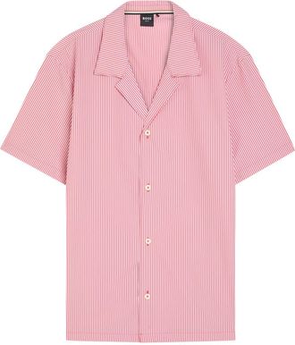 BOSS Boss Striped Seersucker Shirt - Red - XL