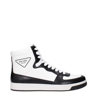 Prada Herrens Sneakers Leder Wei&szlig;/Schwarz