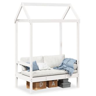 vidaXL Vidaxl - Banco Con Techo Madera Maciza De Pino Blanco 117,5x70x176,5 Cm