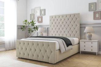 Comfort Beds Florida Plush Bed Frame - 50 Upholstered Headboard in Cream | Size: Single