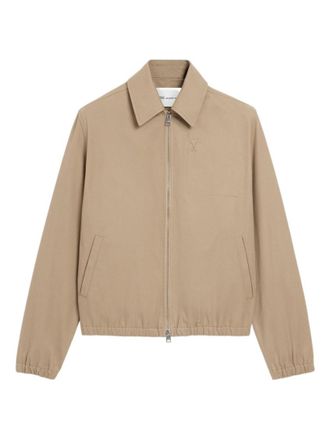 Ami Beige Cotton Zipped Jacket
