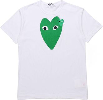 Comme Des Gar&ccedil;ons GreenHeart Shaped Printing Short Sleeve White AZ-T060-051-1