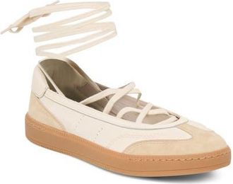 Dolce Vita Nyomie Wraparound Ankle Strap Sneaker in Ivory Multi Leather at Nordstrom, Size 7.5