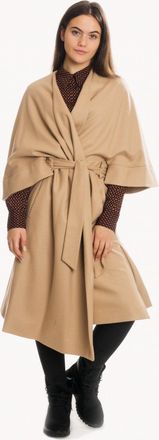 Calvin Klein Womens Wool Blend Wrap Coat in Tan - Size 8 UK