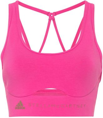 adidas by Stella McCartney logo-print cut-out top - women - Recycled Polyester/Modal/Spandex/Elastane/Recycled Polyamide/Spandex/Elastane - 2XS