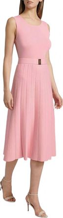 Elie Tahari Summer Belted Fit & Flare Dress In Pink
