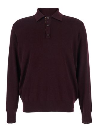 Burberry Maroon Shirt Collar Polo