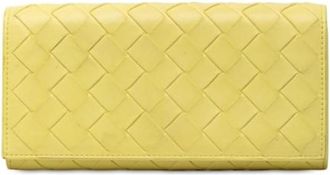 Bottega Veneta Pre-owned Woven Long Wallet - Dames - Vintage Accessoires - Geel - ONE Size - Leer - Vintage