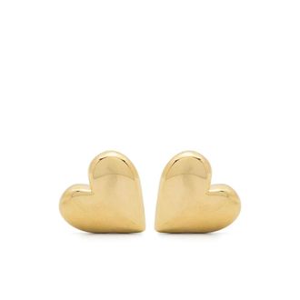Federica Tosi Earrings, female, Yellow, ONE SIZE, Gold-tone Heart Charm Clip-On Earrings