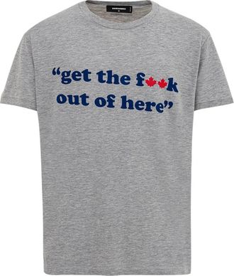 Dsquared2 Katoenen T-shirt met Get the f**k.. Print - Heren - T-shirts - Grijs - M - Katoen - Tops