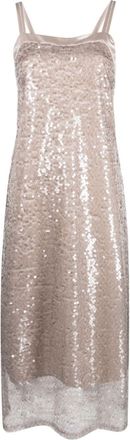 PESERICO sequined translucent dress - women - Silk/Elastane/Polyester/Polyester/Sequin - 40 - Neutrals