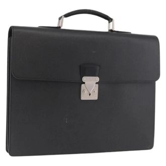 Louis Vuitton Pre-owned Taiga Leren Aktetas - Dames - Pre-owned - Zwart - Maat: ONE Size Leer