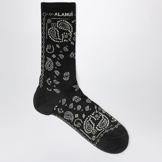 Alanui Calzini con motivo bandana in misto cotone neri