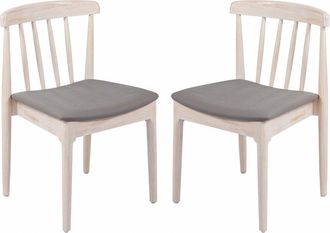 Flash Furniture Set of 2 Restaurant Dining Chairs, Brown Vinyl Seat/Antique White Wood Frame