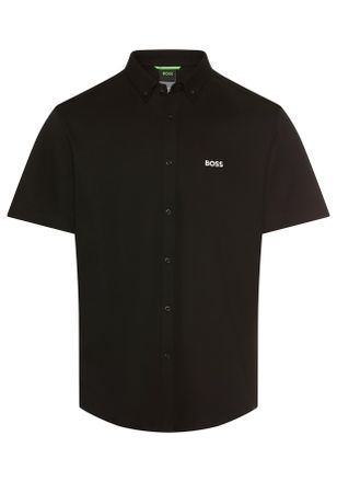 Boss Green by Hugo Boss Kurzarmhemd BOSS GREEN B Motion S, Herren, Gr. S, N-Gr, schwarz (schwarz002), Jersey, Obermaterial: 100% Baumwolle, unifarben, regular fit h&uuml;ftbedecke