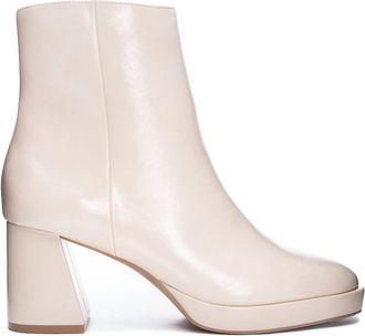 Chinese Laundry Womens Dodger Ankle Leather Boots In Vanilla