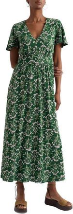 Seasalt Cornwall Chateaux Floral Organic Cotton Midi Dress in Yarrow Study Treetop at Nordstrom, Size 16 Us