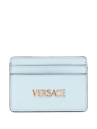 Versace logo-lettering leather cardholder - Blue