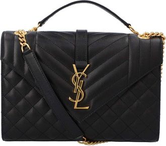 Saint Laurent Black Leather Envelope Medium, Never Carried (Authentic Pre- Loved)