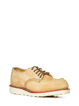 Red Wing Shoes Mens Oxford Shoes Moc Toe Lace-Up Beige Suede Calfskin; Rubber Sole Accessories