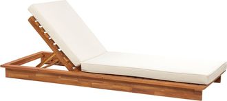 Beliani Beliani - Tumbona Reclinable De Madera De Acacia Clara Blanco Respaldo Cojines Granari