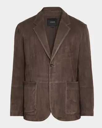 Vince Men & apos;s Suede Notch Lapel Two-Button Blazer