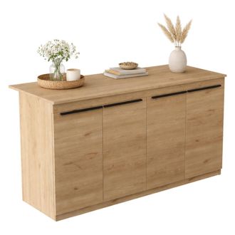 Dmora Isla De Cocina Fossalto, Mueble Despensa 2 Estantes, 4 Compartimentos, 4 Puertas, 160x60x90h Cm Marr&oacute;n Roble