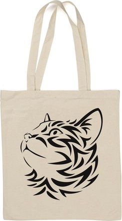 Generic Cute Cat Stencil Art Natural Cotton Tote Bag White