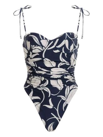 Agua Bendita floral-print swimsuit - women - Fabric - M - Blue