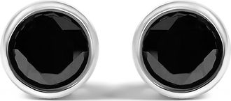 House of Brilliance Silver 1 1/4 Ct Black Diamond Bezel- Stud Earrings with Screw Backs in White at Nordstrom