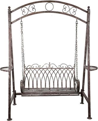 Biscottini International Columpio De Hierro Forjado Banco De Hierro Mecedora De Jard&iacute;n De 2 Plazas Sof&aacute; De Exterior Columpio De Hierro 198x100x220 Cm