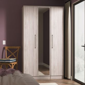 Welcome Furniture Wellington Ready Assembled Tall Triple Mirror Wardrobe in Grey Oak - Welcome Furniture | TJ Hughes