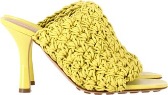 Bottega Veneta Pre-owned Womens Crochet Heeled Mules in Yellow Nappa Calf Leather - Size EU 37