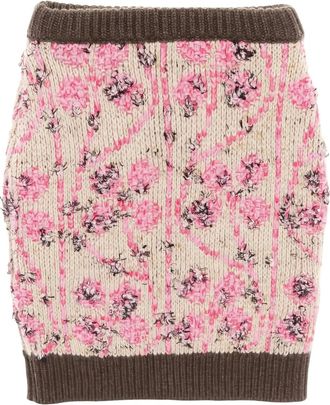 Chanel 1986-1988 floral-pattern knit skirt - Neutrals