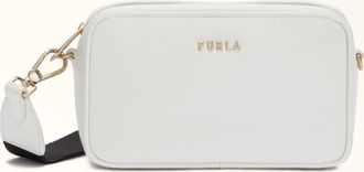 Furla Classic Crossbody Xl Marshmallow White Andromeda Calf Leather + Webbing Strap With Triangle Design Woman