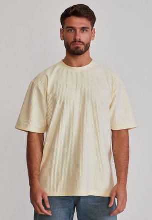 Siksilk Camiseta de Hombre Ecru Plisada XXL