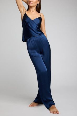 Negative Underwear Eclipse Washable Silk Track Pant in Navy at Nordstrom, Size Xx-Large