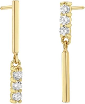 Zo&euml; Chicco Orecchini pendenti Bar in oro giallo 14kt con diamanti